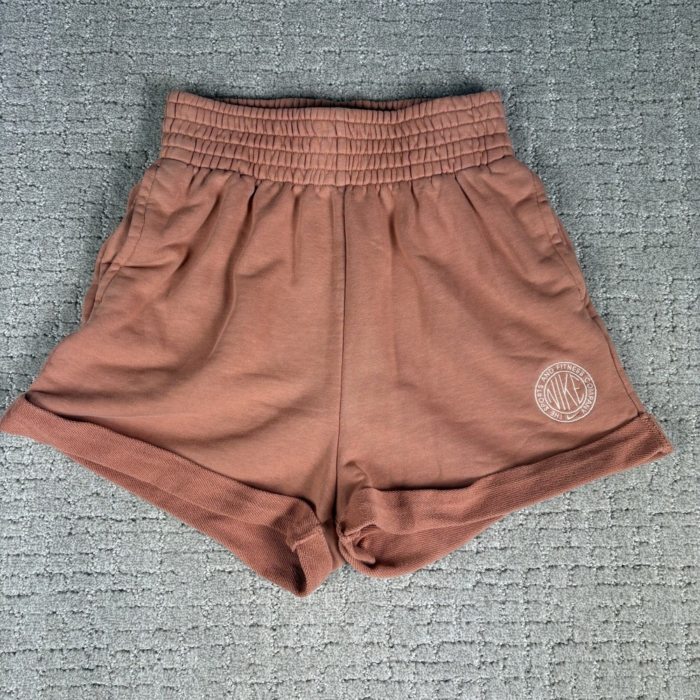 Nike Sportswear High Waist Sweat Shorts Women's Terracotta Lounge Athleisure XS